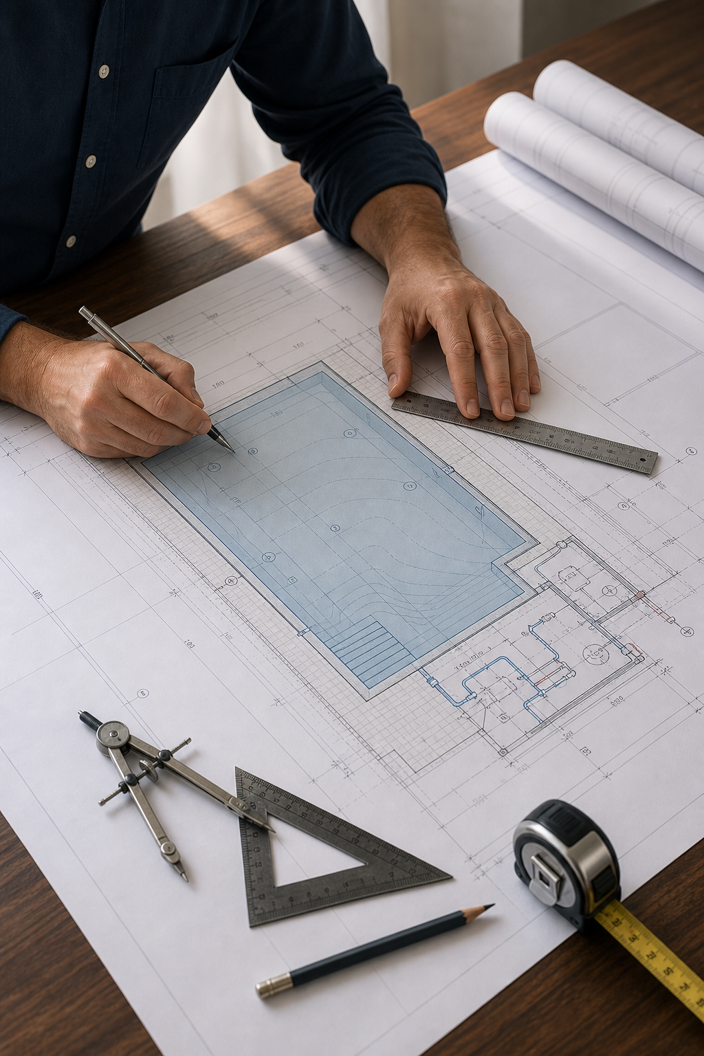 Estudio técnico de planos para piscina